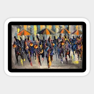 African Artwork, African People, Music and Dancing Sticker